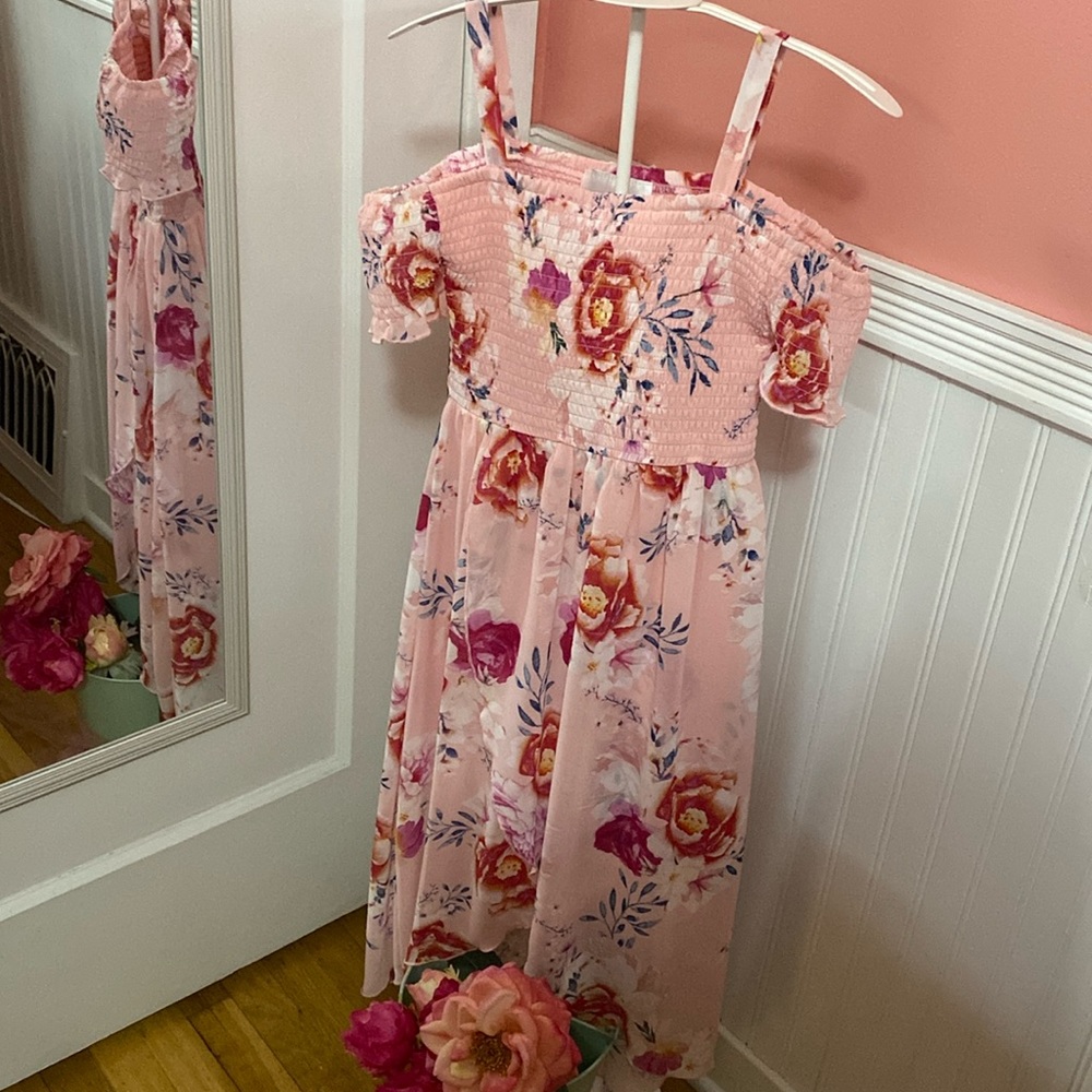 NW/OT Rare Editions Girls’ Size 8/10 Smocked Off-shoulder High-low Floral Dress